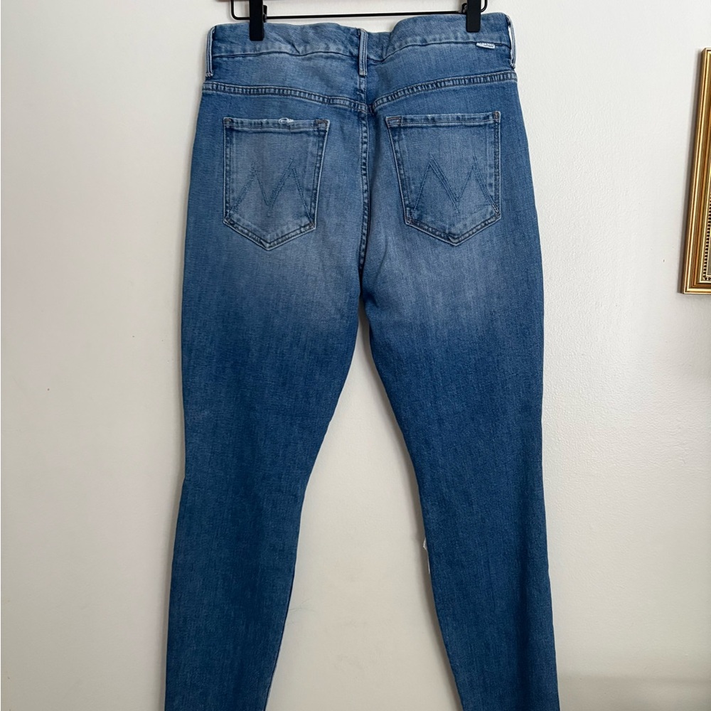 MOTHER High Waisted Looker Ankle Fray Spice It Up Distressed Blue Jeans size 31 - Picture 6 of 11